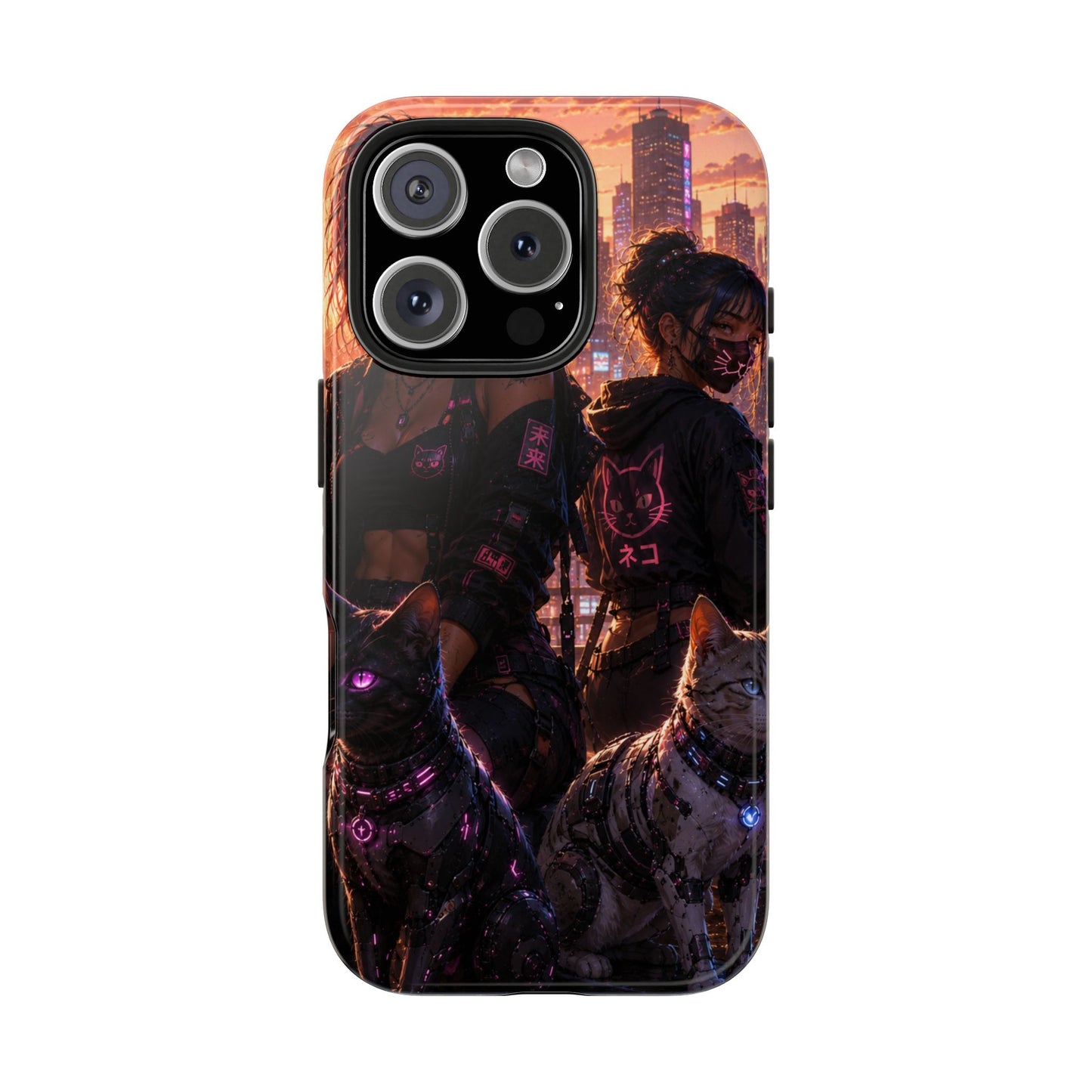 Cyberpunk Pack: Tough Phone Case with Neon Panther & City Sunset