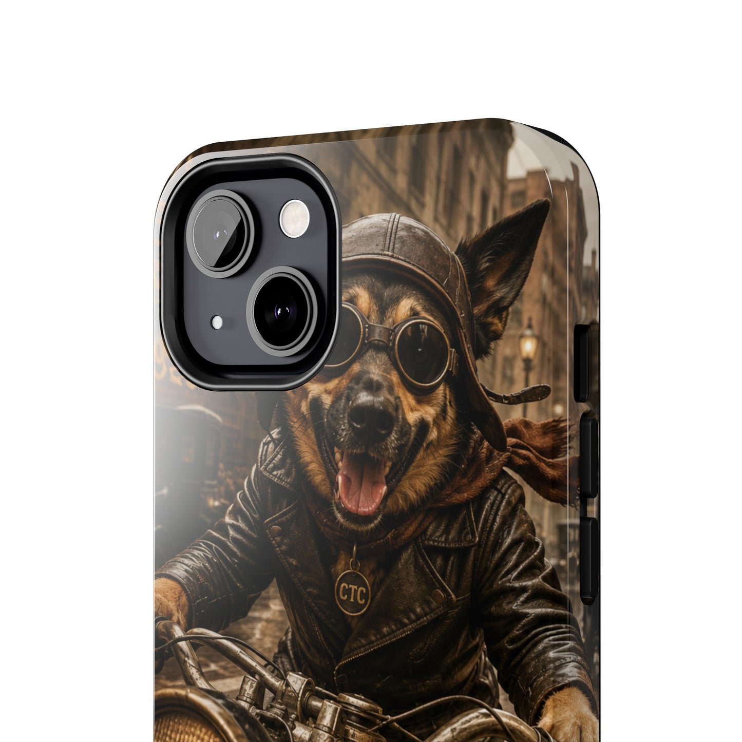 Phone Case — Biker Dog Riding Motorcycle Protective Tough Cover