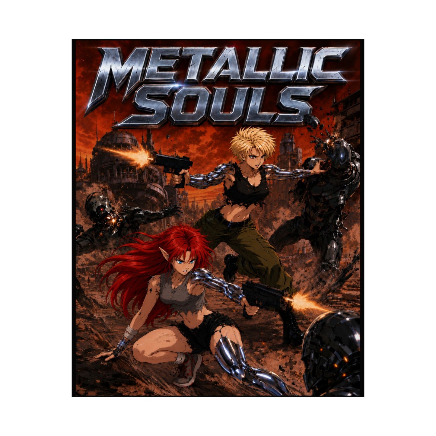Metallic Souls Poster — Anime Sci‑Fi Action Matte Vertical Print