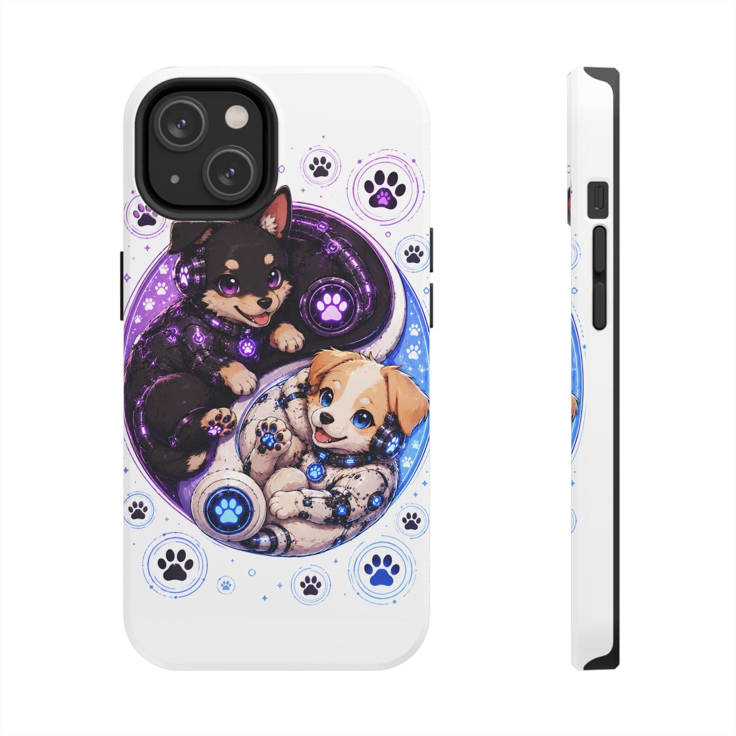 Yin Yang Puppy Tough Phone Case — Cute Paw Print Dog Protector