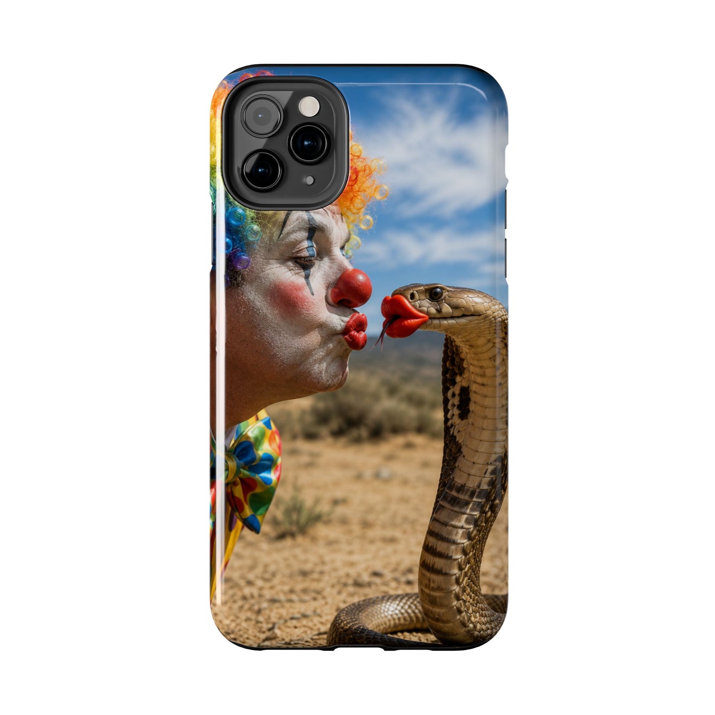 Clown & Cobra Tough Phone Case — Funny Kiss Design, Shockproof Protective Cover
