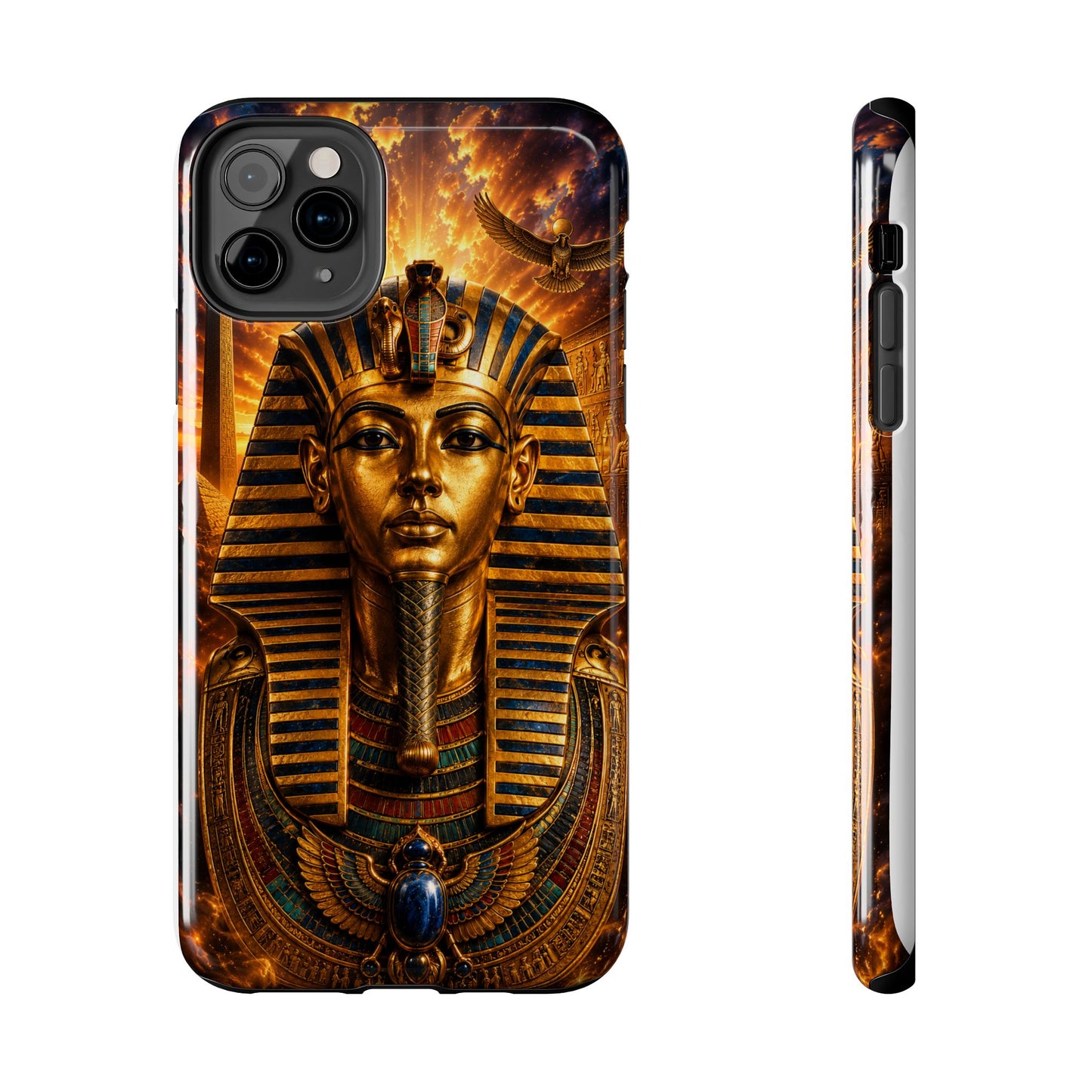 Egyptian Pharaoh Tough Phone Case — Protective Golden Tutankhamun Design