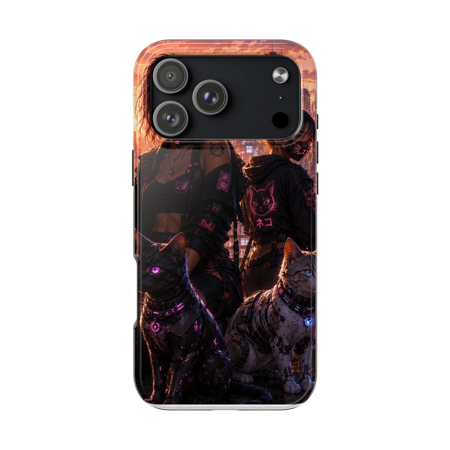 Cyberpunk Pack: Tough Phone Case with Neon Panther & City Sunset