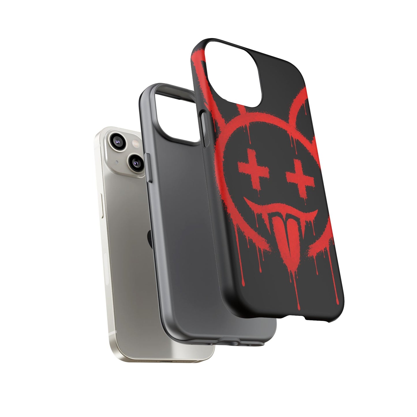 Phone Case - Metallic Souls Red Drip Smiley Graffiti Design