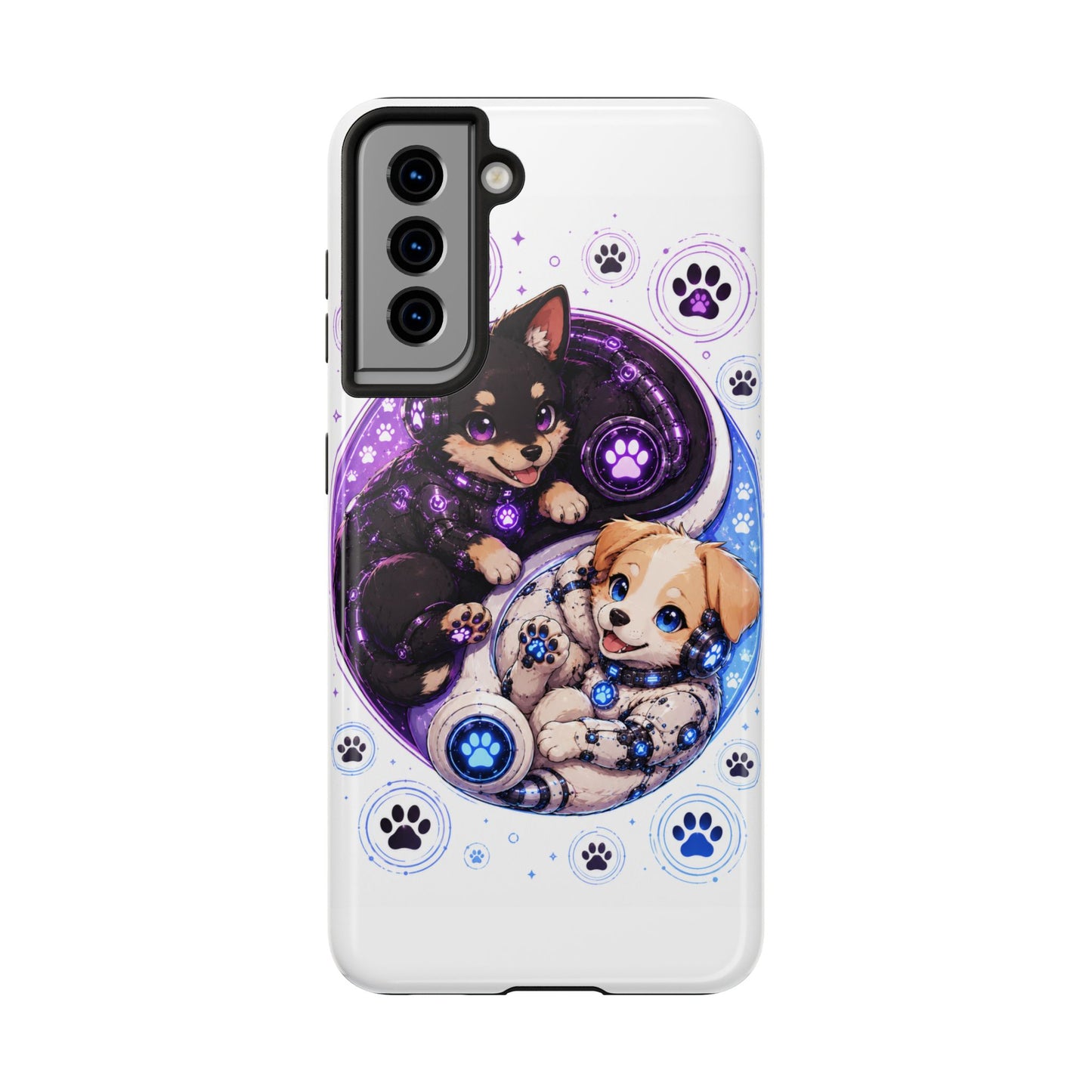 Yin Yang Puppy Tough Phone Case — Cute Paw Print Dog Protector