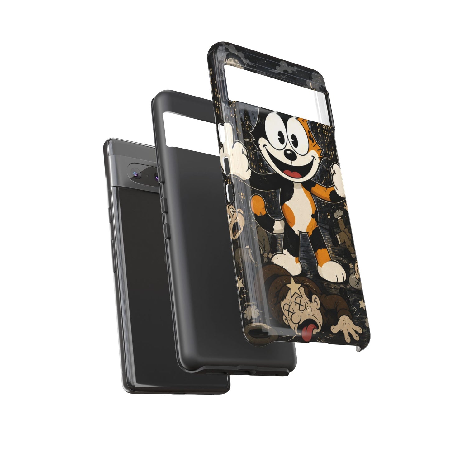 Vintage Cartoon Cat Phone Case — Edgy Felix-Style Illustration