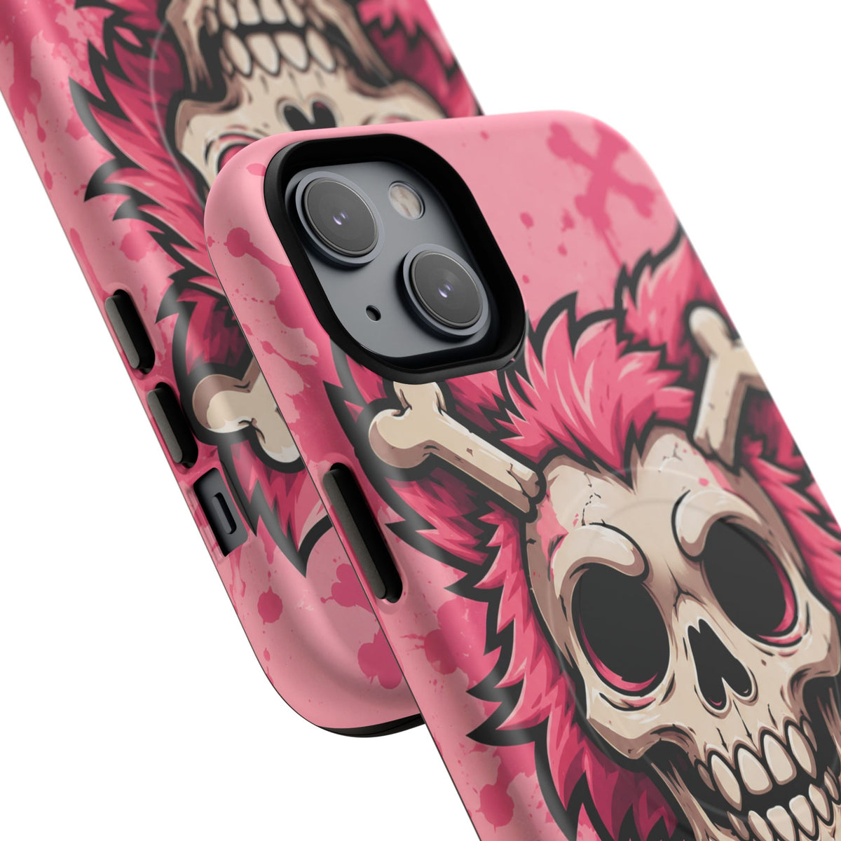 Pink Skull & Crossbones Tough Magnetic Phone Case — Punk Rock Protective Cover