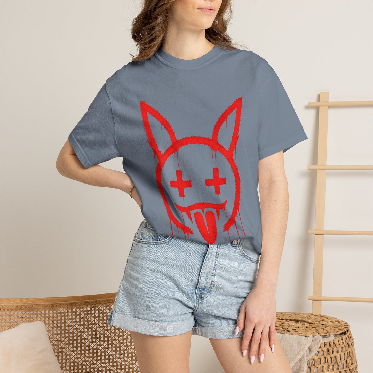 Metallic Souls Graffiti Bunny Heavyweight Streetwear T-Shirt