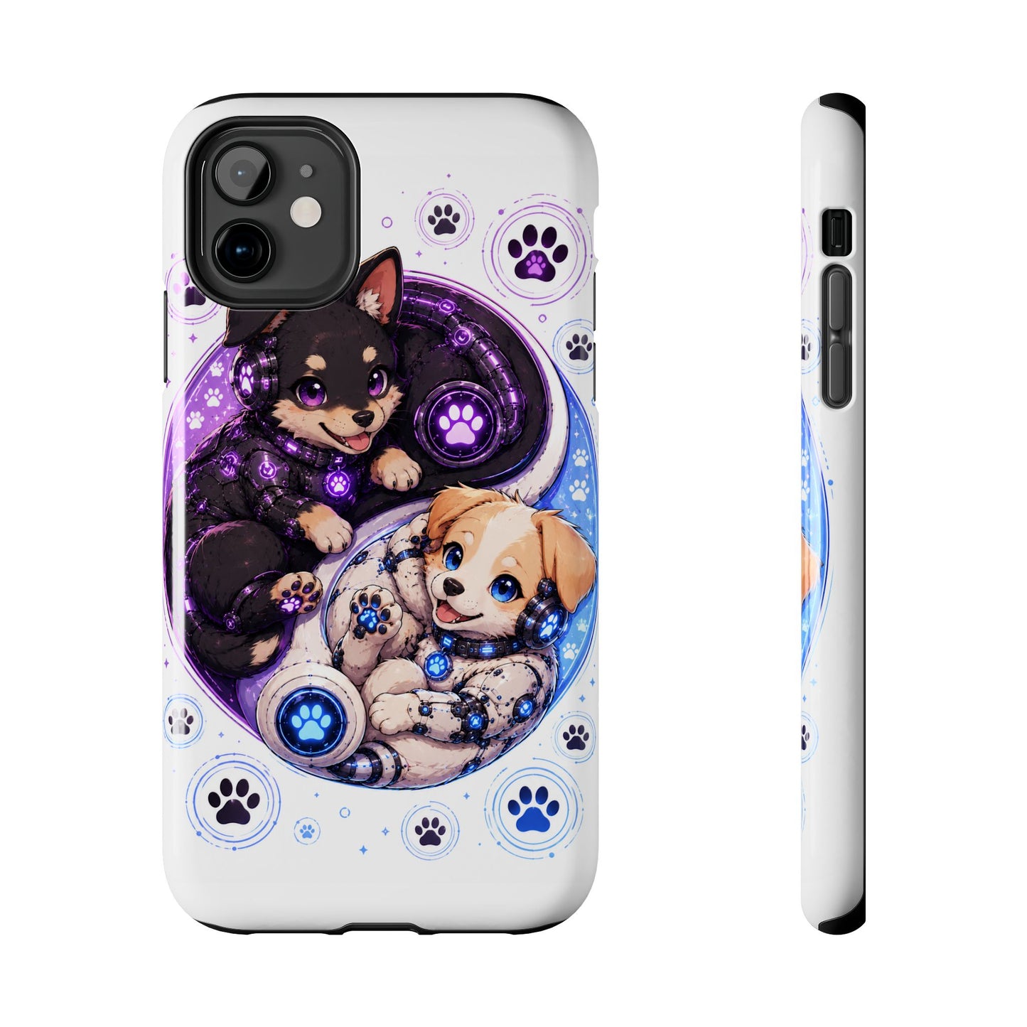 Yin Yang Puppy Tough Phone Case — Cute Paw Print Dog Protector