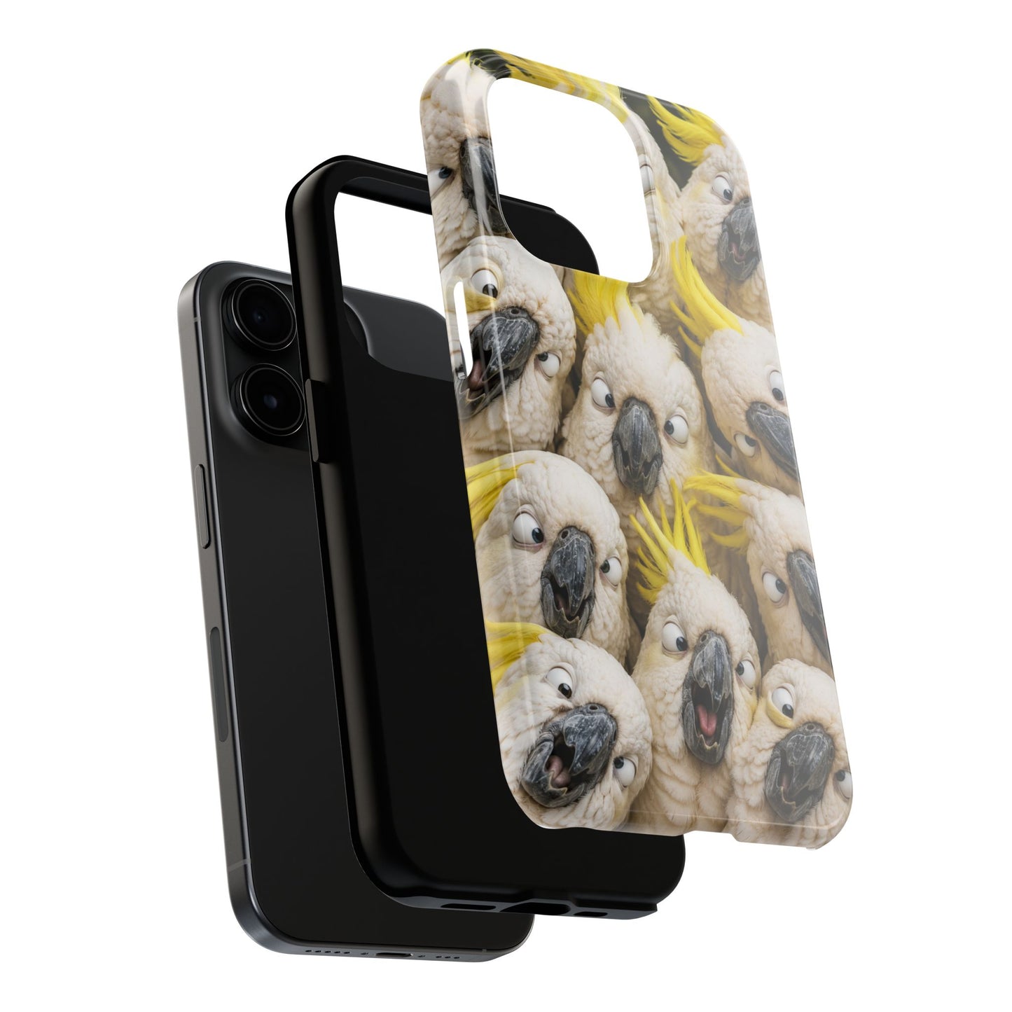 Cockatoo Collage Tough Phone Case — Funny Yellow Crested Bird Protective Phone Cover