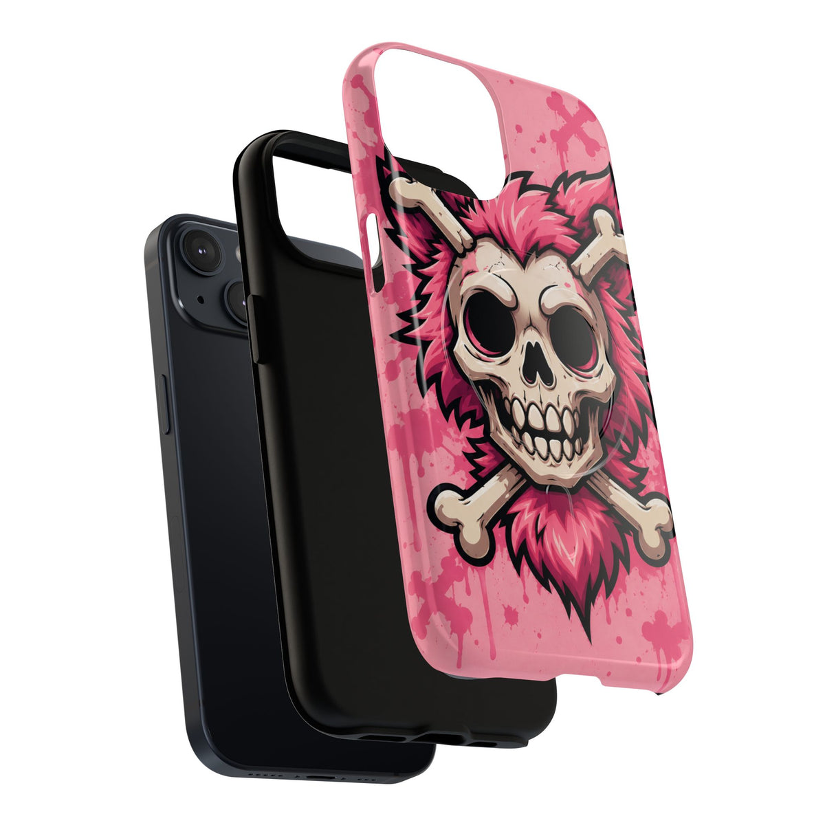 Pink Skull & Crossbones Tough Magnetic Phone Case — Punk Rock Protective Cover