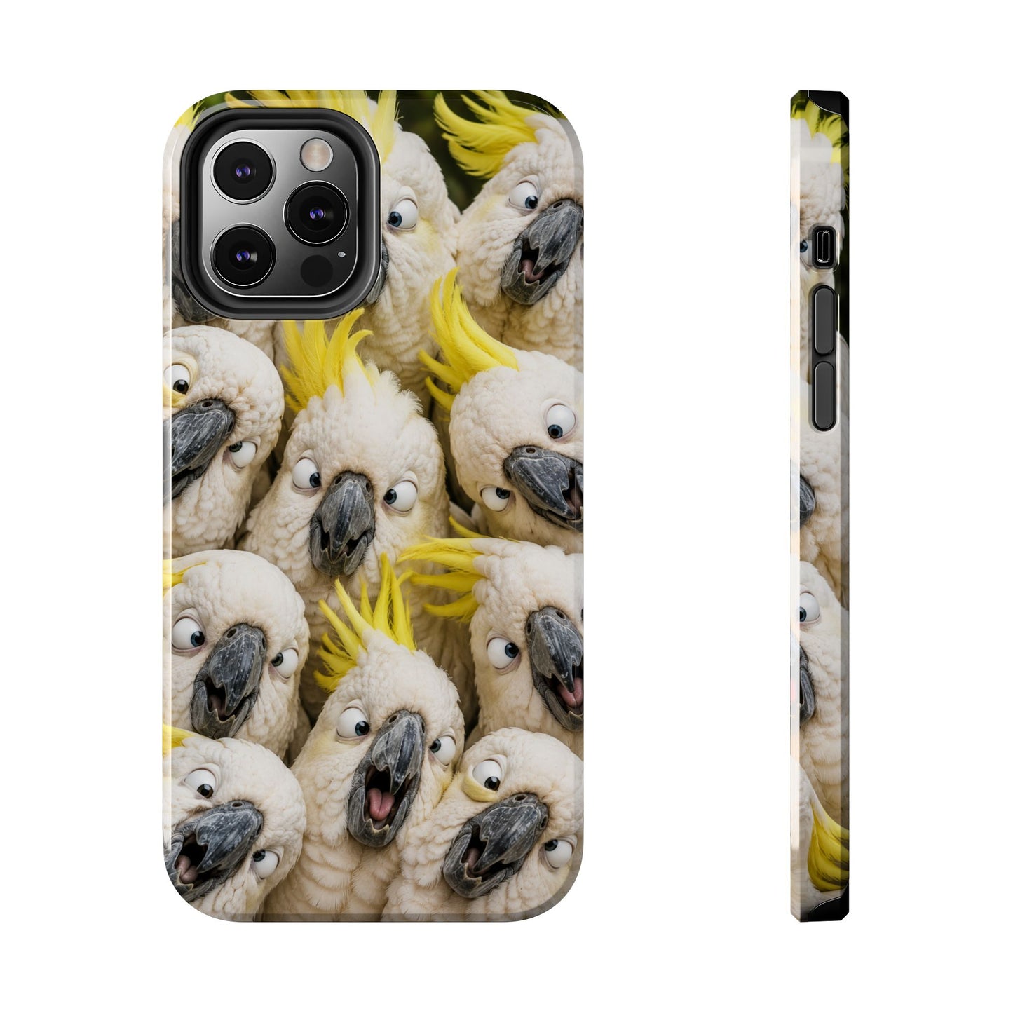 Cockatoo Collage Tough Phone Case — Funny Yellow Crested Bird Protective Phone Cover