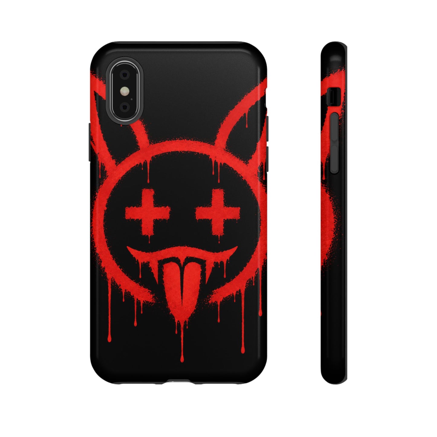 Phone Case - Metallic Souls Red Drip Smiley Graffiti Design
