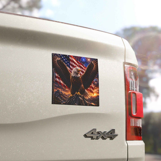 Patriotic Eagle Car Magnet - American Flag Bald Eagle Decor for Trucks & Cars
