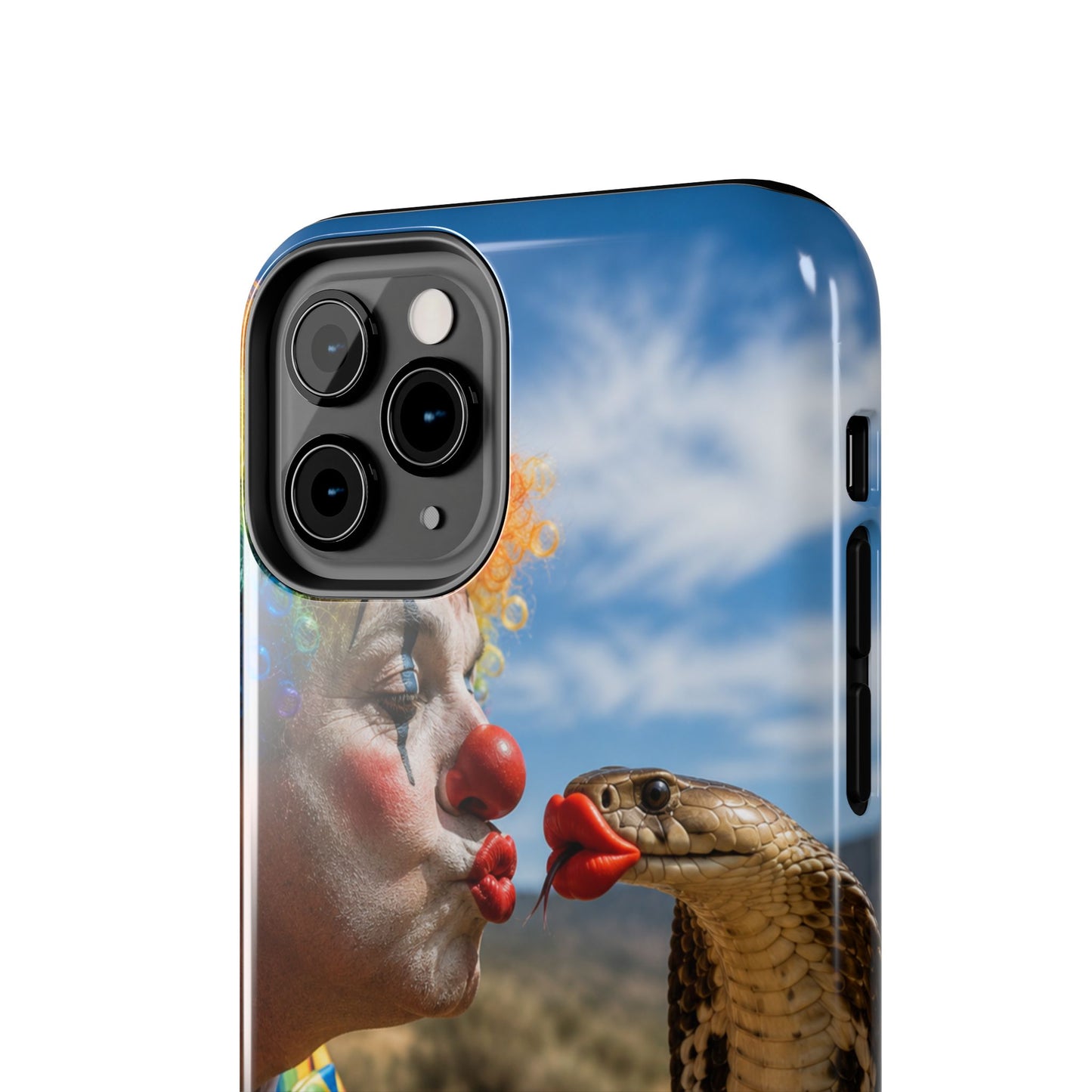 Clown & Cobra Tough Phone Case — Funny Kiss Design, Shockproof Protective Cover