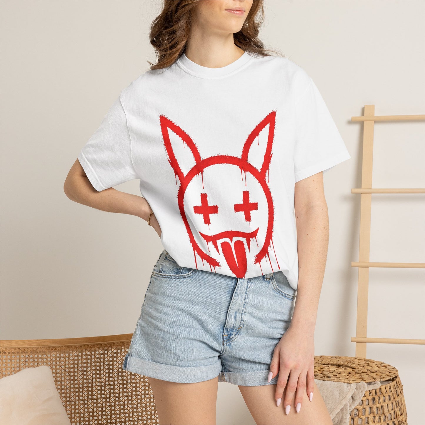 Metallic Souls Graffiti Bunny Heavyweight Streetwear T-Shirt