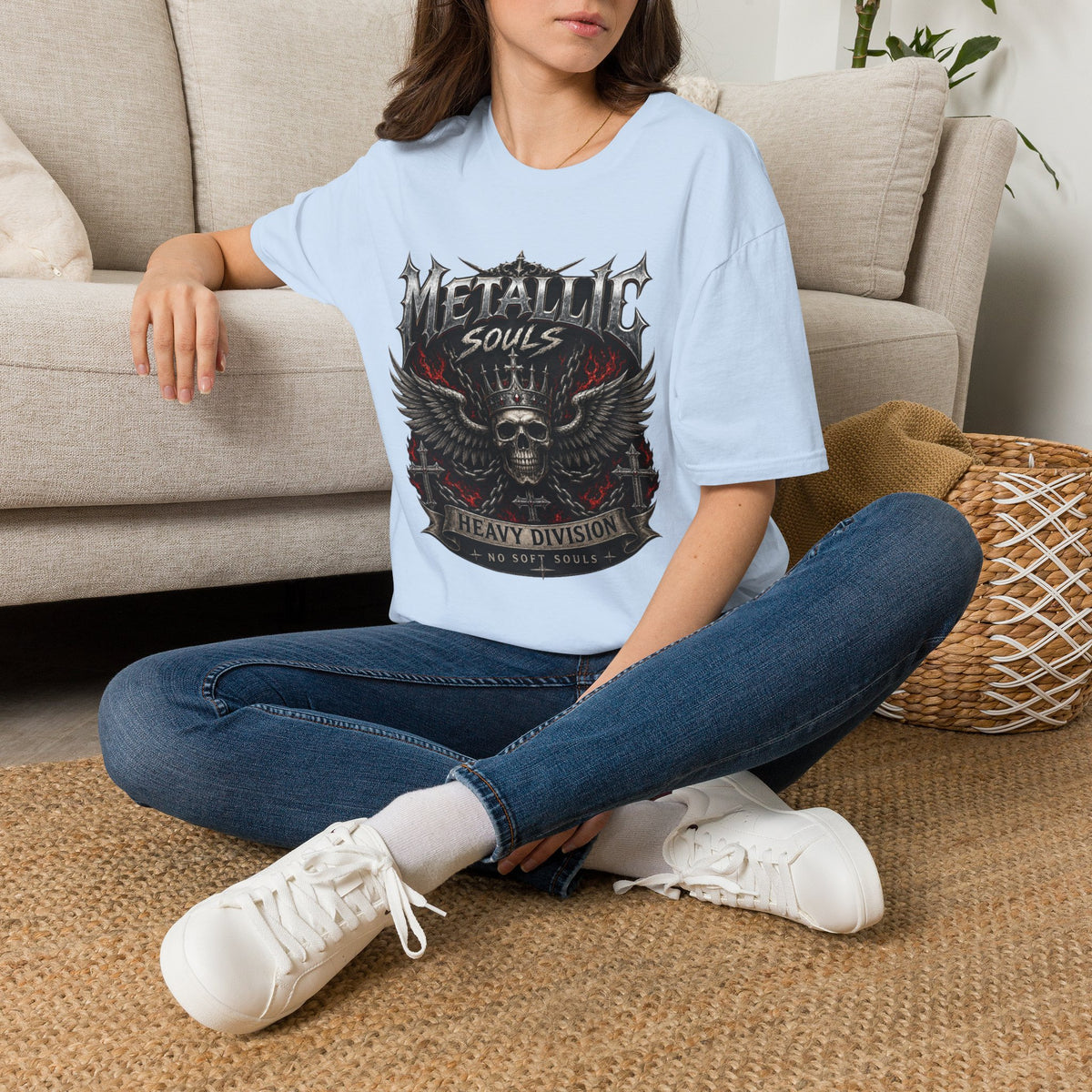 Metallic Souls Graphic T-Shirt — Gothic Skull & Wings Heavy Metal Tee