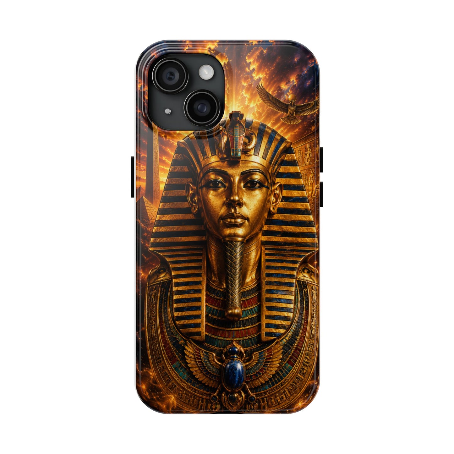 Egyptian Pharaoh Tough Phone Case — Protective Golden Tutankhamun Design