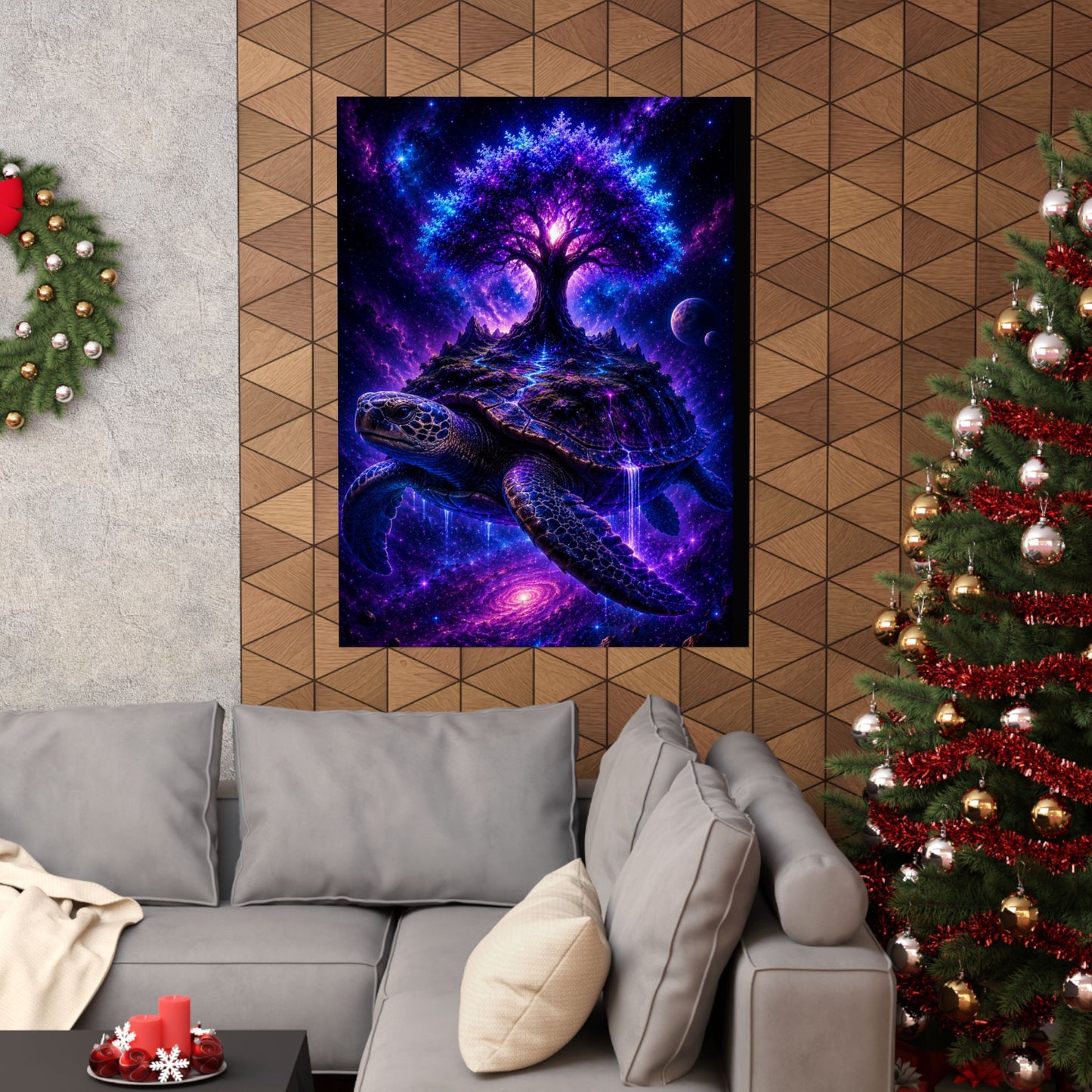 Cosmic Turtle Poster — Mystic Tree on Turtle Shell Matte Vertical Wall Art