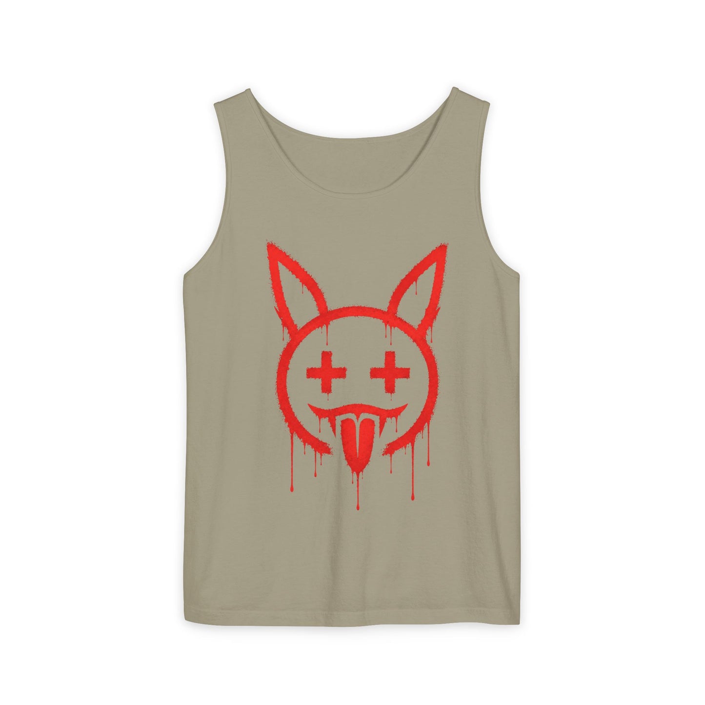 Graffiti Bunny Drip Tank Top,  Distressed Red Stencil Graphic