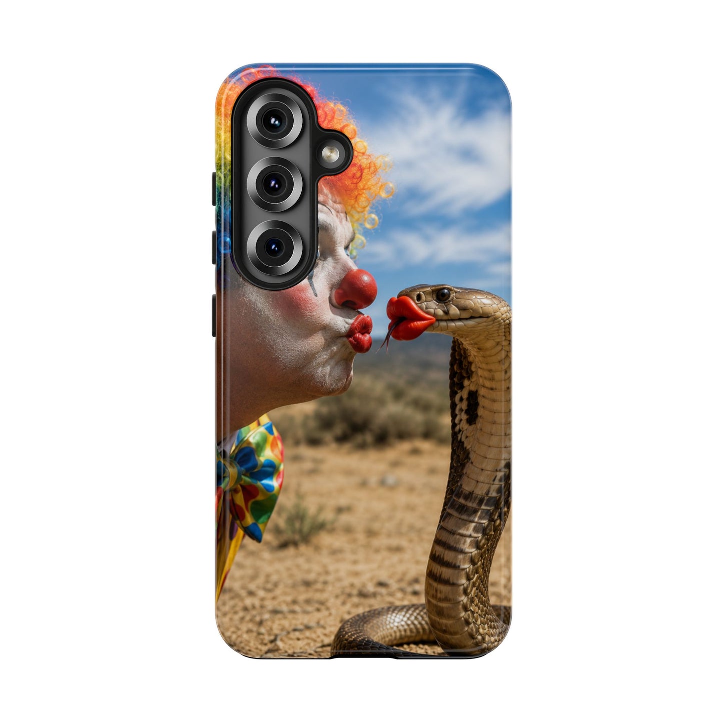 Clown & Cobra Tough Phone Case — Funny Kiss Design, Shockproof Protective Cover