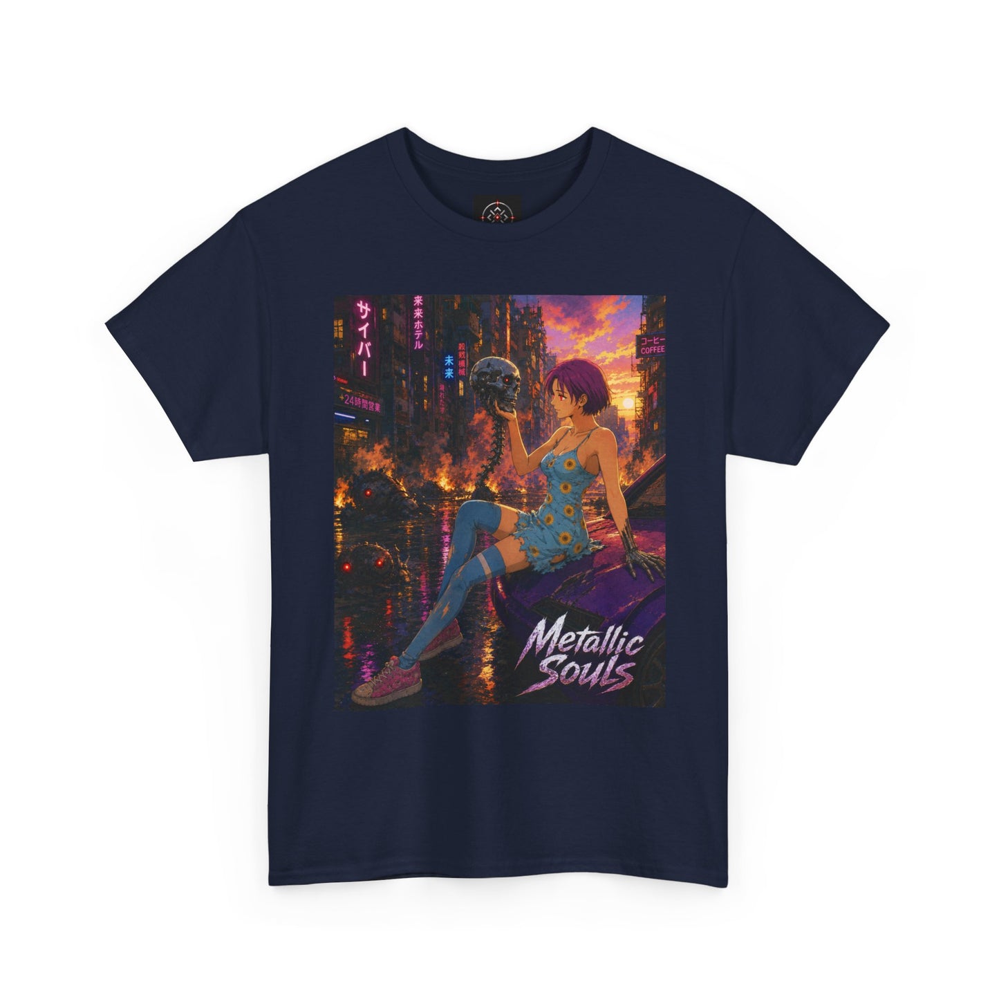 Metallic Souls Tee — Cyberpunk Anime Graphic T-Shirt