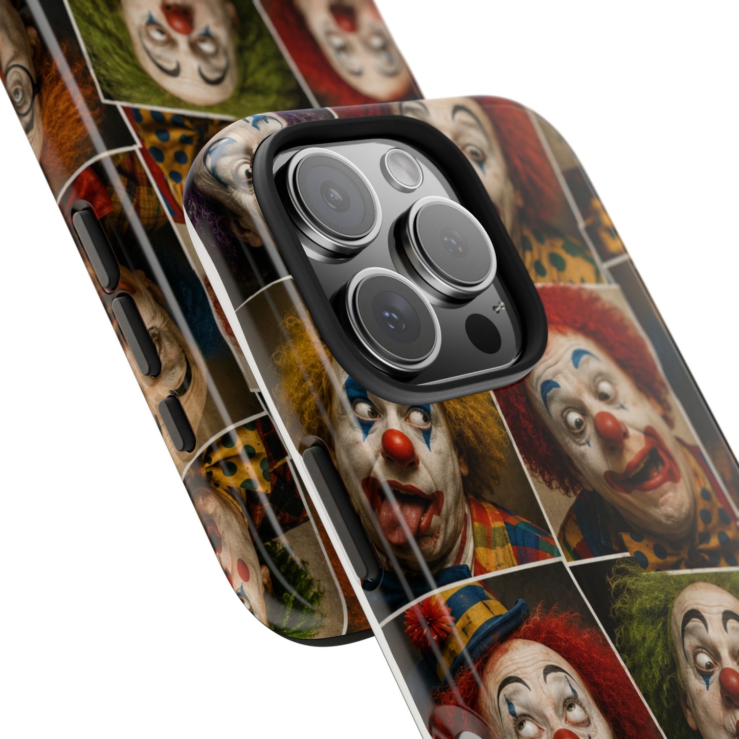 Clown Collage Tough Phone Case — Retro Carnival Horror Pattern