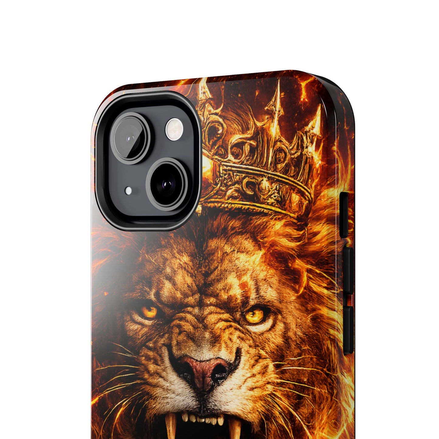 Fiery Lion King Tough Phone Case — Protective iPhone Case with Roaring Crown Design