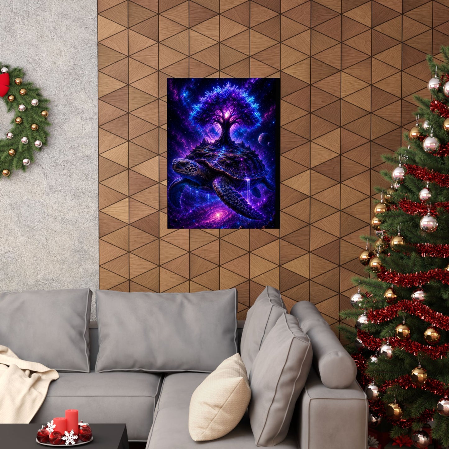 Cosmic Turtle Poster — Mystic Tree on Turtle Shell Matte Vertical Wall Art