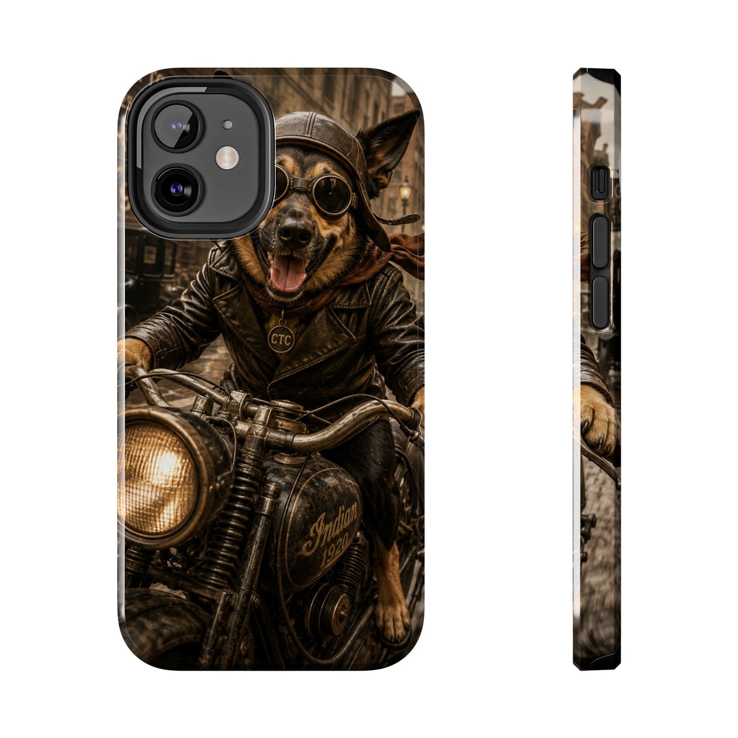 Phone Case — Biker Dog Riding Motorcycle Protective Tough Cover