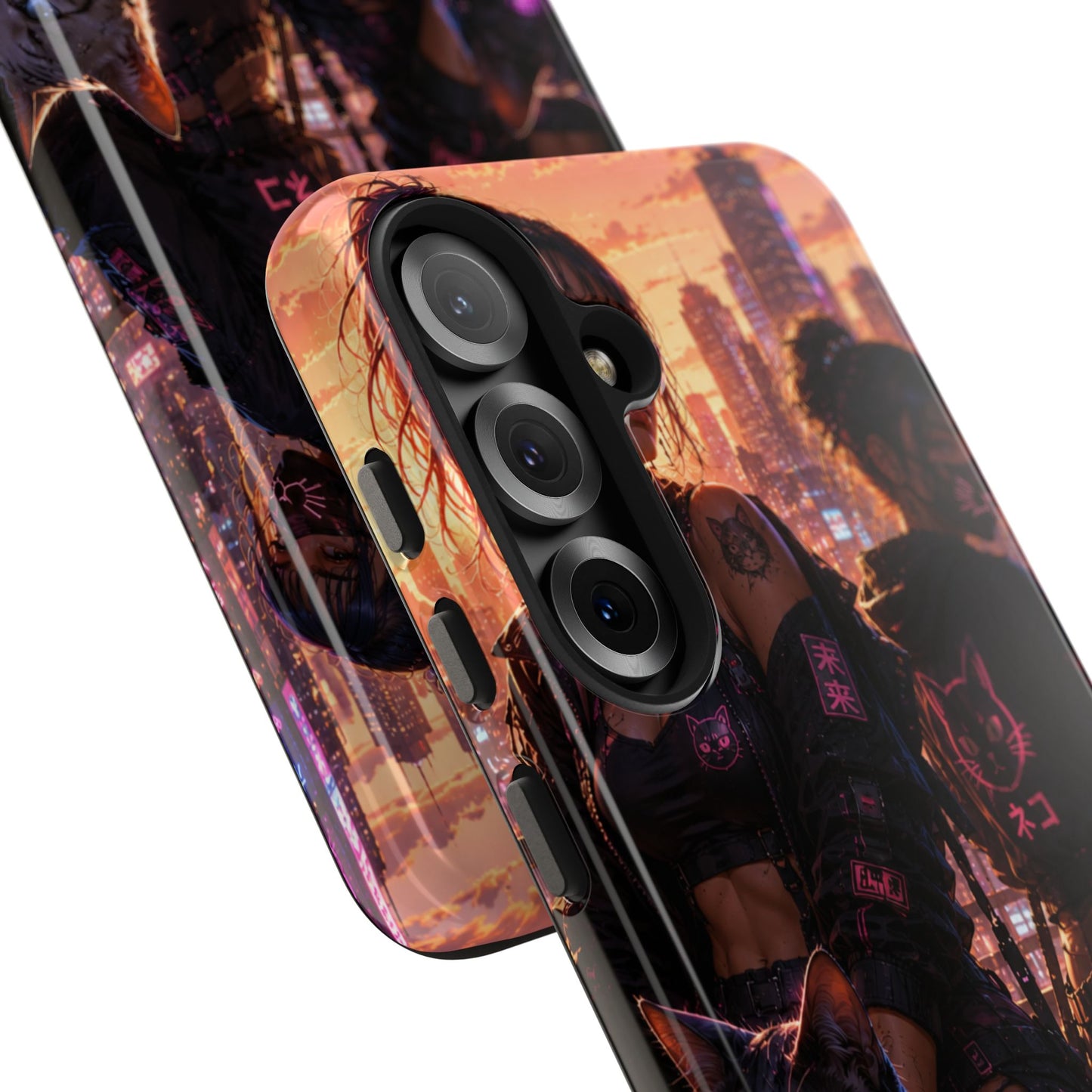 Cyberpunk Pack: Tough Phone Case with Neon Panther & City Sunset