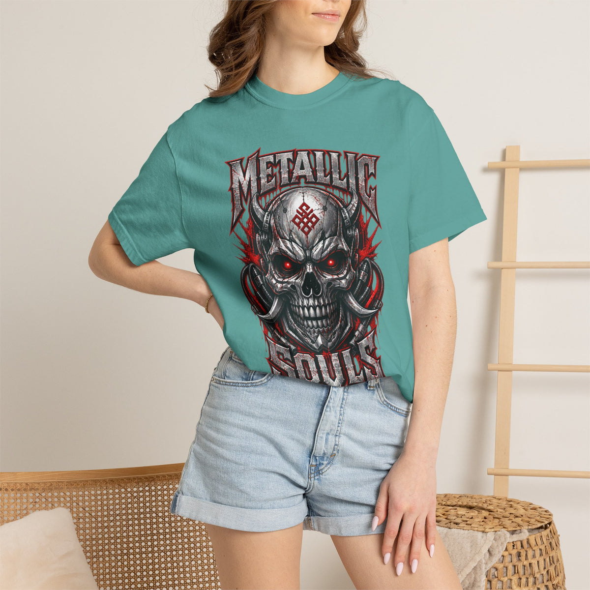 Metallic Souls Skull T-Shirt — Gothic Heavy Metal Band Tee