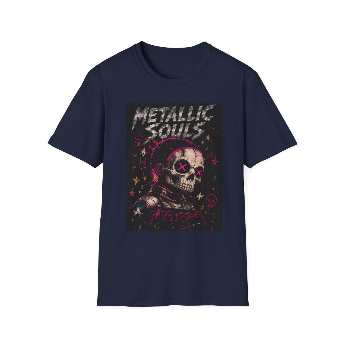 Metallic Souls Skull T‑Shirt — Retro Grunge Rock Tee