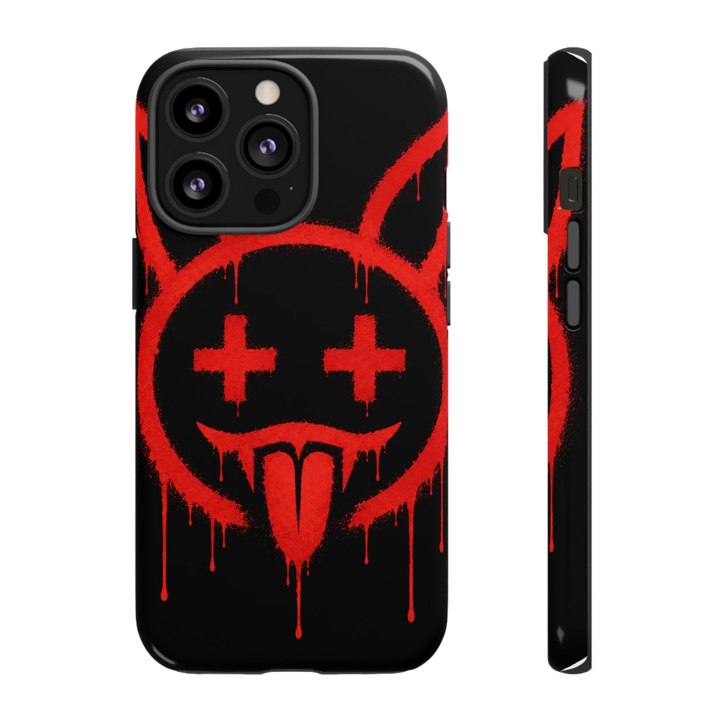 Phone Case - Metallic Souls Red Drip Smiley Graffiti Design