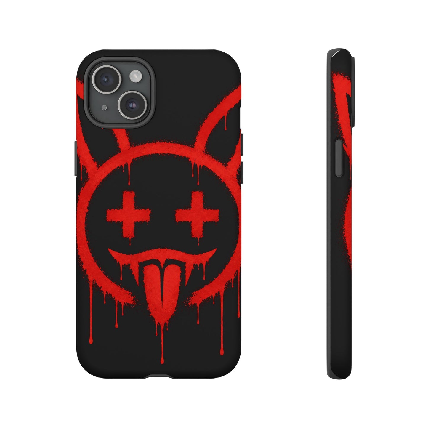 Phone Case - Metallic Souls Red Drip Smiley Graffiti Design