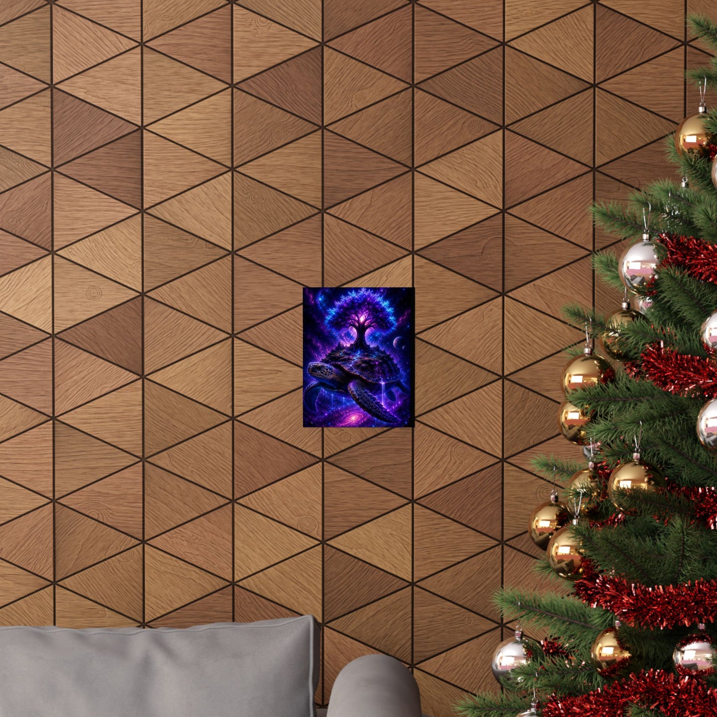 Cosmic Turtle Poster — Mystic Tree on Turtle Shell Matte Vertical Wall Art