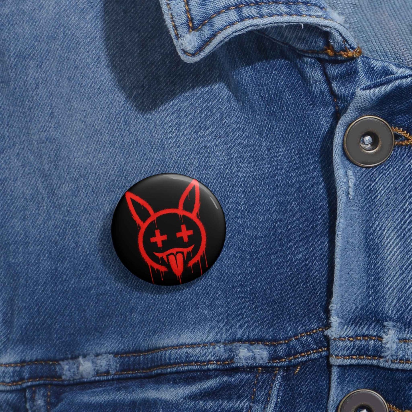 Metallic Souls — Red Drip Smiley Bunny Punk Pin