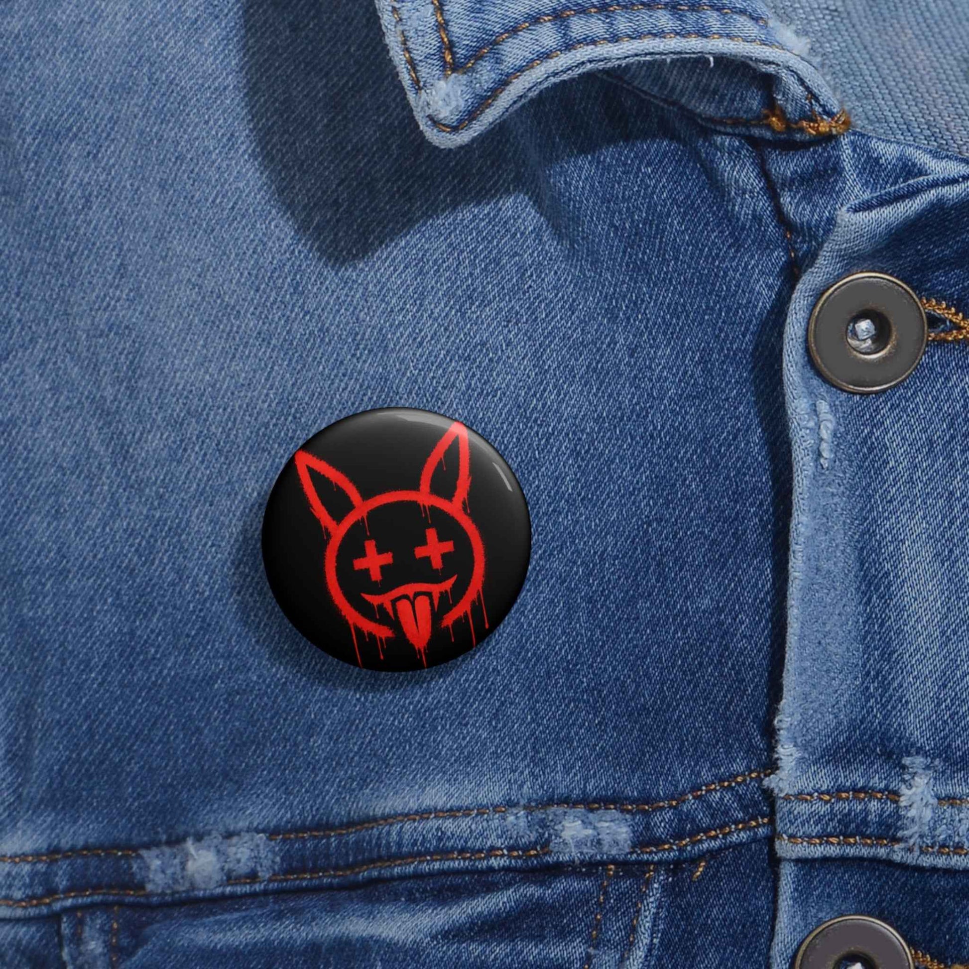 Metallic Souls — Red Drip Smiley Bunny Punk Pin