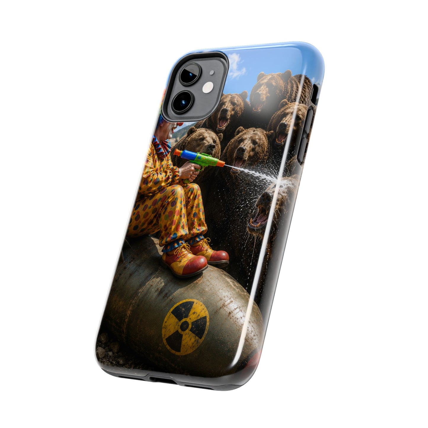 Tough Phone Case — Surreal Clown vs. Bears Protective Phone Cover