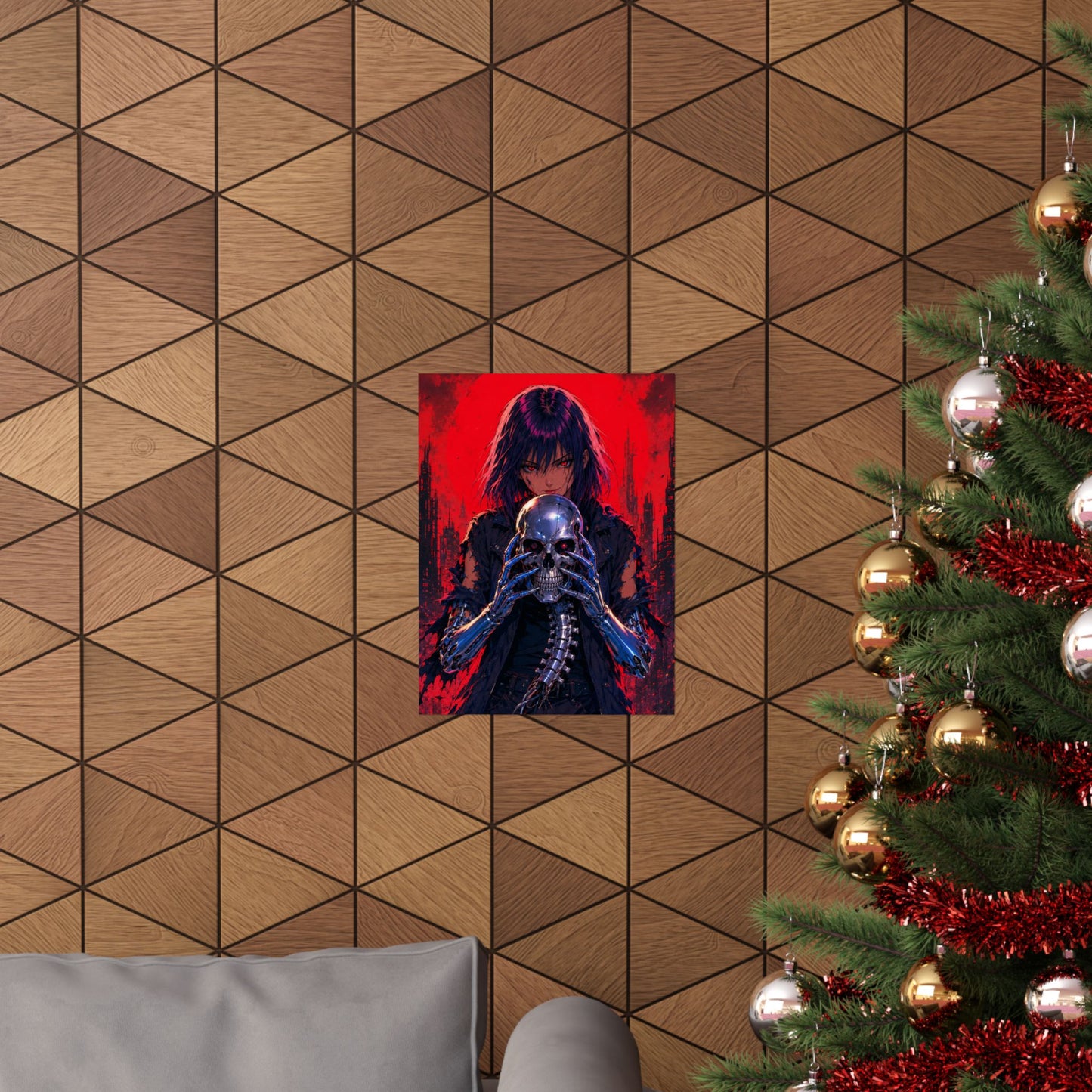 Metallic Souls Skull Poster — Gothic Anime Matte Vertical Wall Art