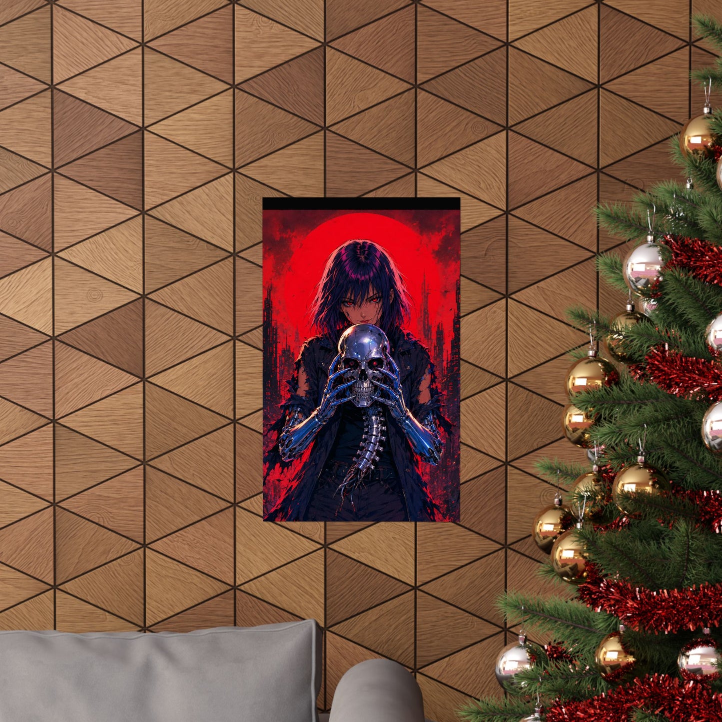 Metallic Souls Skull Poster — Gothic Anime Matte Vertical Wall Art