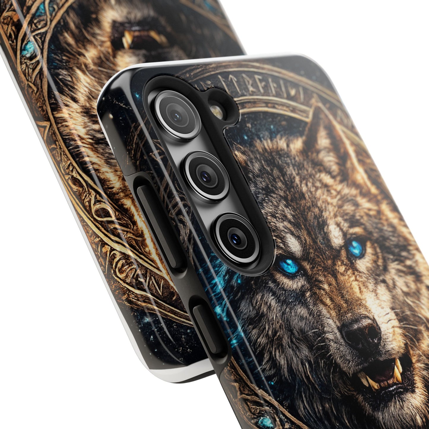 Wolf Pentagram Phone Case - Rugged Mystic Phone Cover with Glowing Blue Eyes