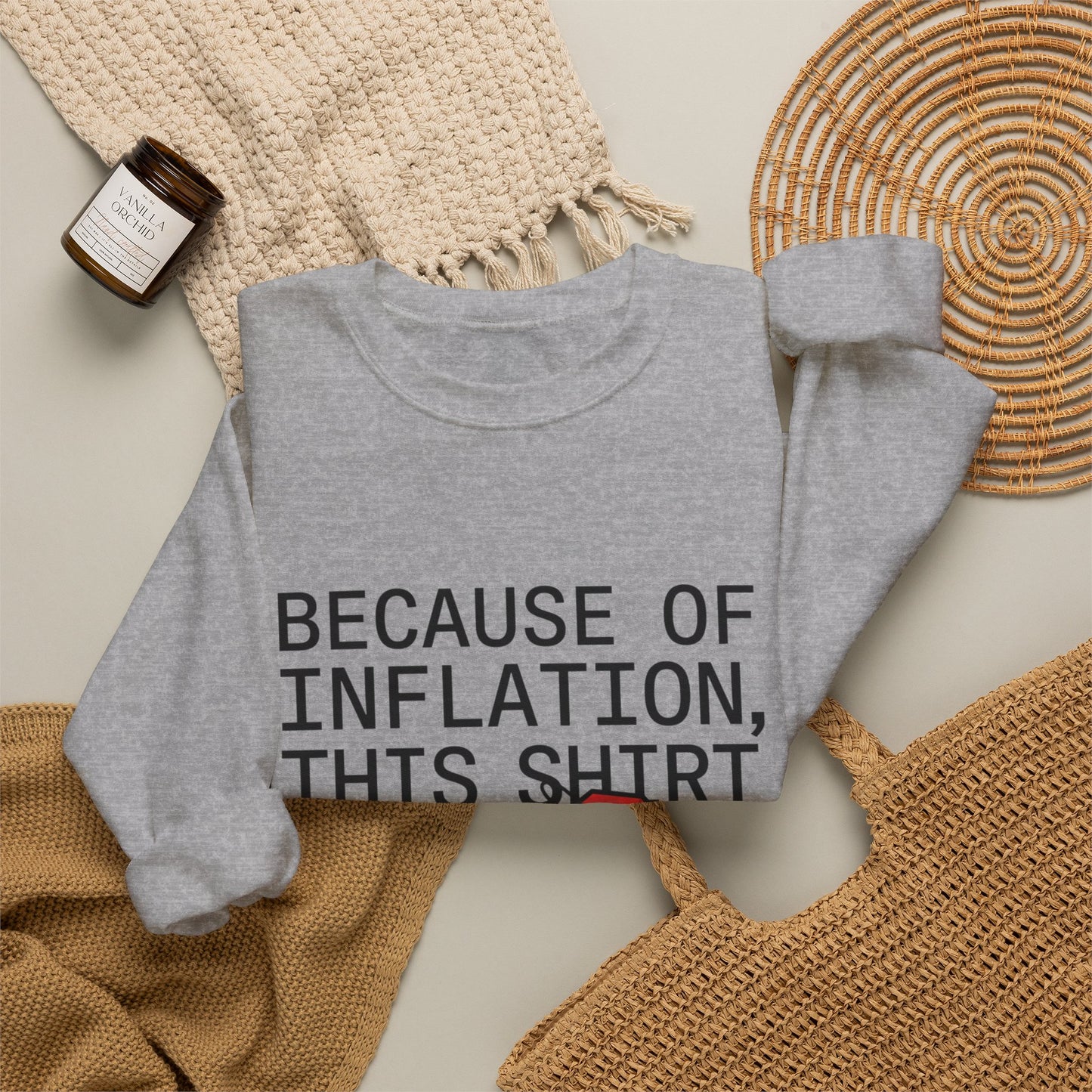 Ironic Money-Tag Text Sweatshirt | meme flex, streetwear satire