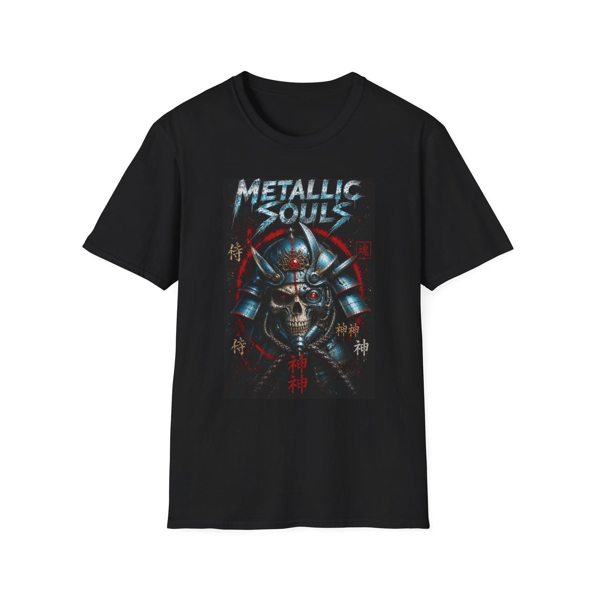 Metallic Souls Samurai Helmet T‑Shirt — Vintage Mecha Warrior Graphic Tee