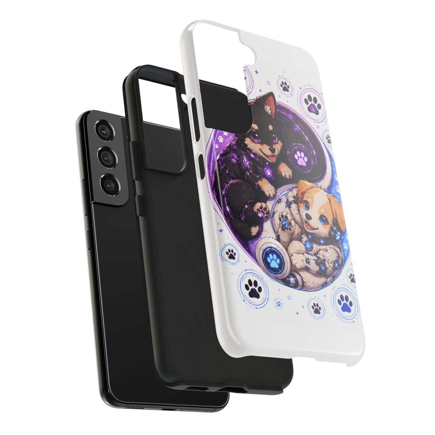 Yin Yang Puppy Tough Phone Case — Cute Paw Print Dog Protector