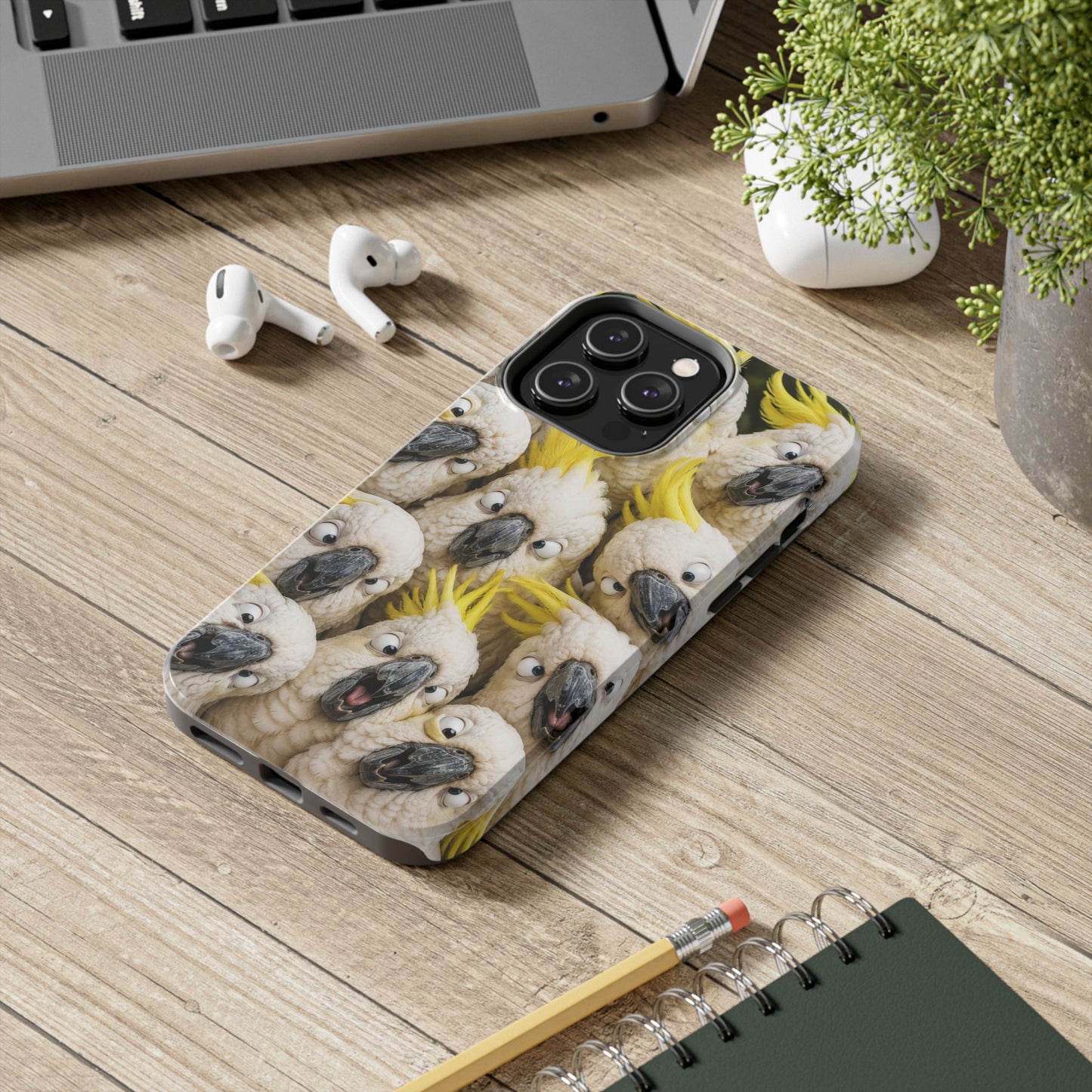 Cockatoo Collage Tough Phone Case — Funny Yellow Crested Bird Protective Phone Cover
