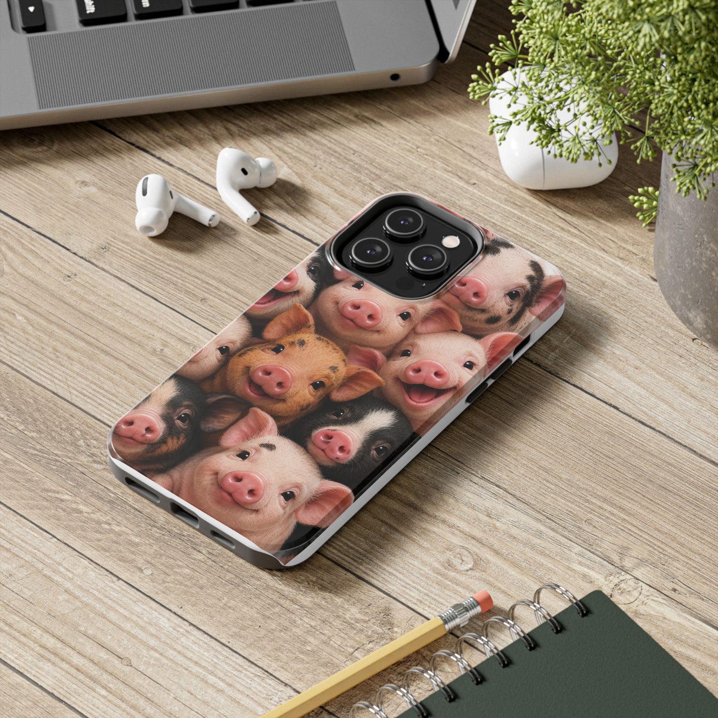 Pig Faces Tough Phone Case — Cute Farm Animal iPhone Protective Cover