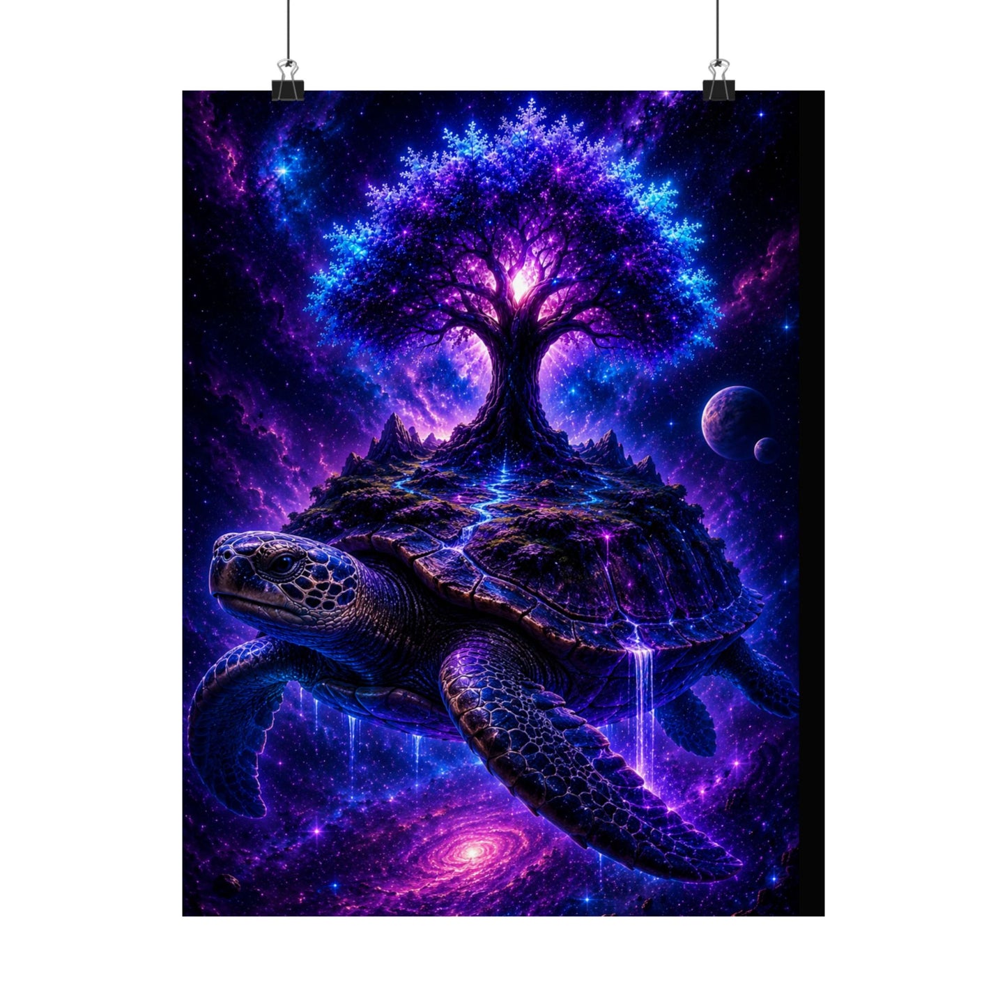 Cosmic Turtle Poster — Mystic Tree on Turtle Shell Matte Vertical Wall Art