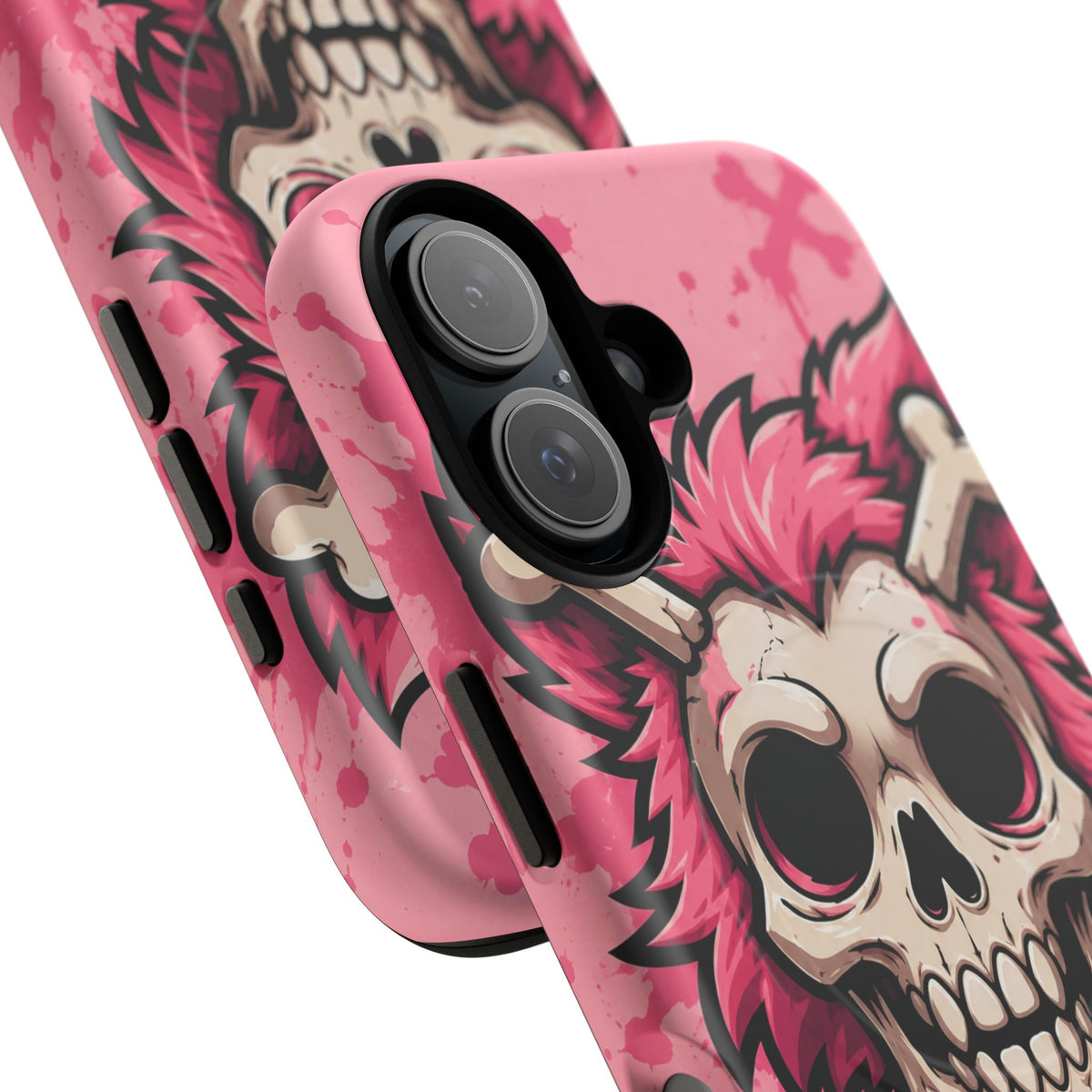 Pink Skull & Crossbones Tough Magnetic Phone Case — Punk Rock Protective Cover