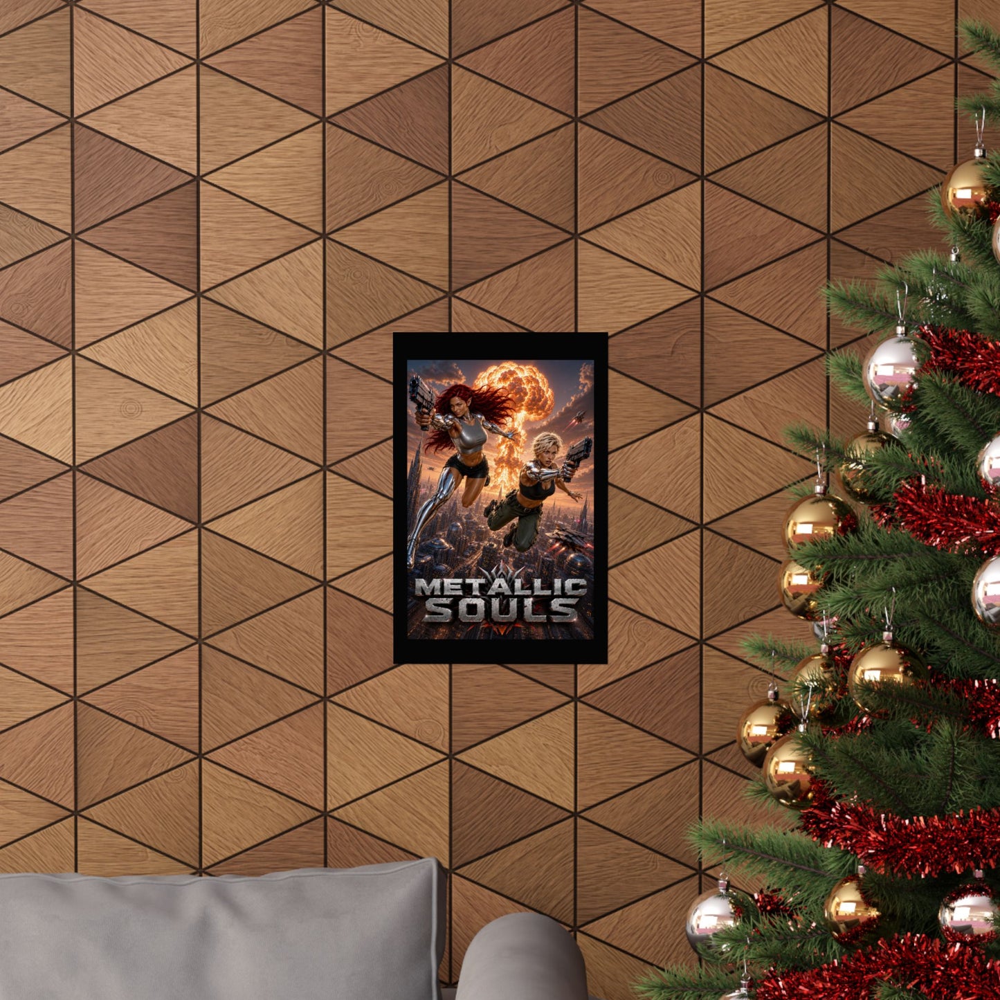 Metallic Souls Sci‑Fi Poster — Action Cyberpunk Movie Art